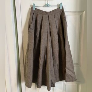 Brown herringbone wide leg palazzo pant capri 100% wool